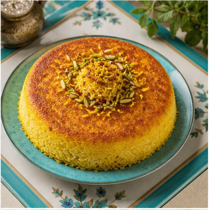 تصویر ته‌چین زعفرانی